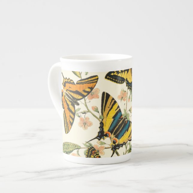 Colourful Gathering of Butterflies and Caterpillar Bone China Mug (Front Left)