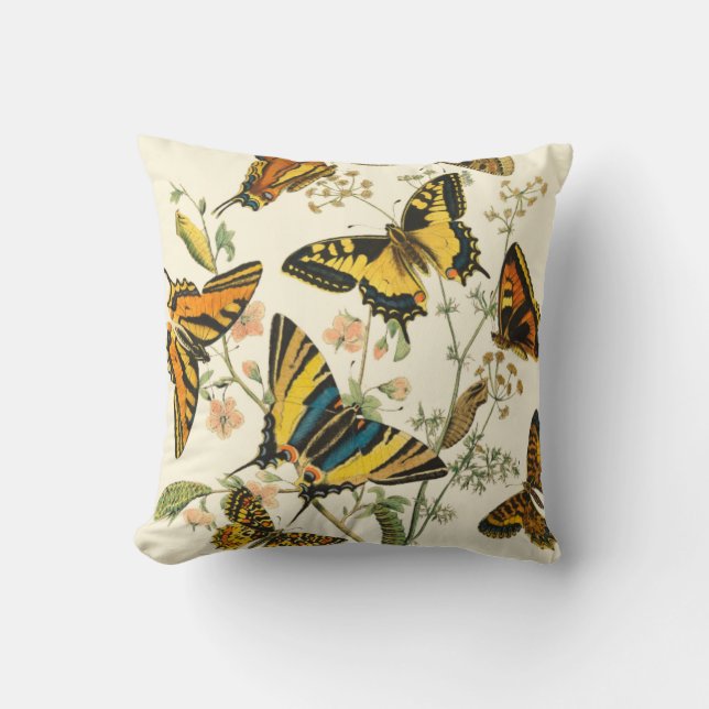 Colourful Gathering of Butterflies and Caterpillar Cushion (Front)