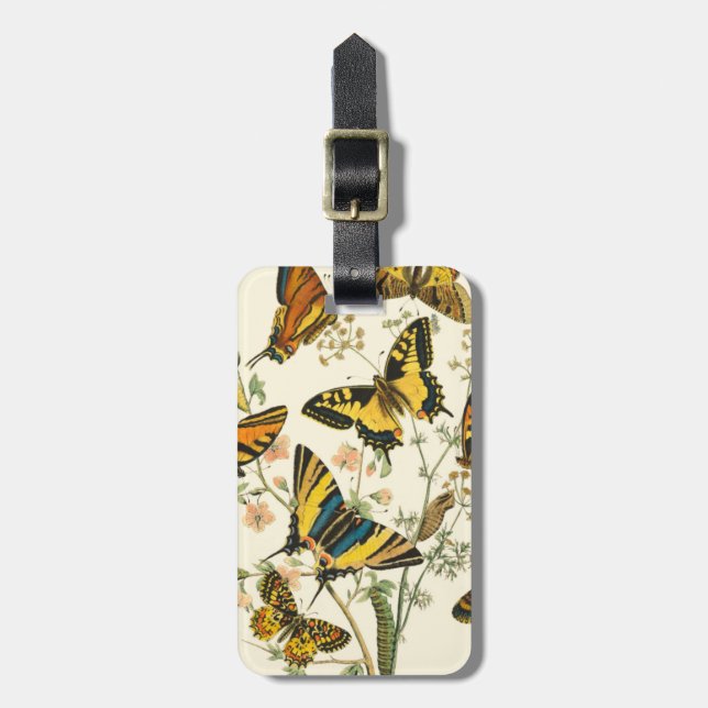 Colourful Gathering of Butterflies and Caterpillar Luggage Tag (Front Vertical)