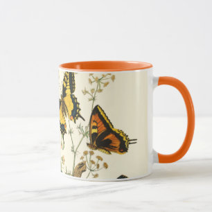 Colourful Gathering of Butterflies and Caterpillar Mug