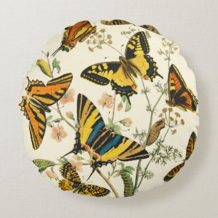 Colourful Gathering of Butterflies and Round Cushion