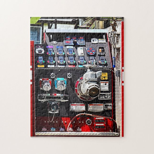 Colourful Gauges on Fire Engine Jigsaw Puzzle (Vertical)