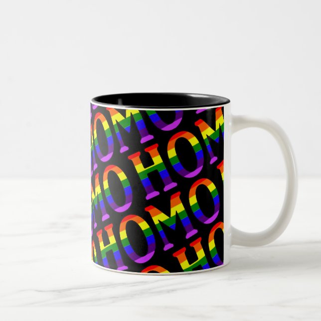 Colourful Gay Rainbow Colours Homo Two-Tone Coffee Mug (Right)
