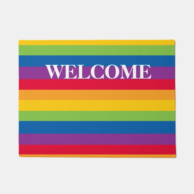 Colourful Gay Stripes Doormat (Front)