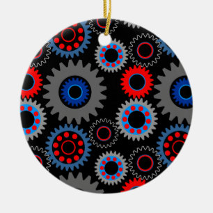 Colourful Gears Ceramic Ornament