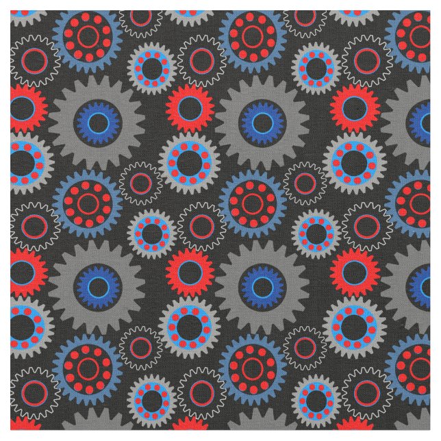 Colourful Gears Fabric (Close Up)