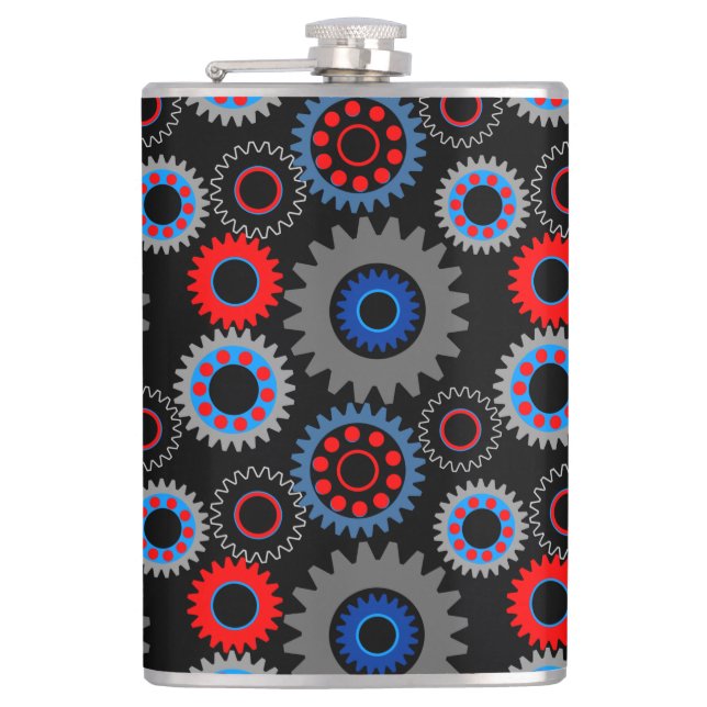 Colourful Gears Hip Flask (Front)