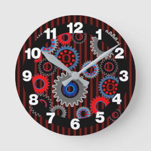 Colourful Gears Round Clock