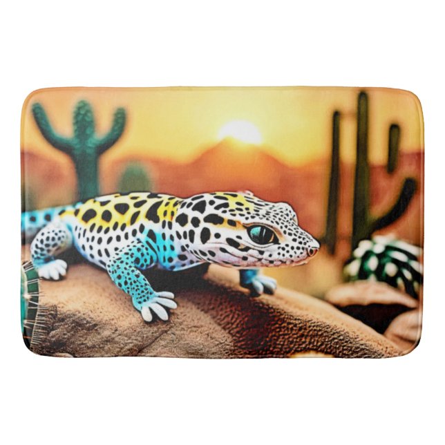 Colourful Gecko Rocks Design Bath Mat (Front)