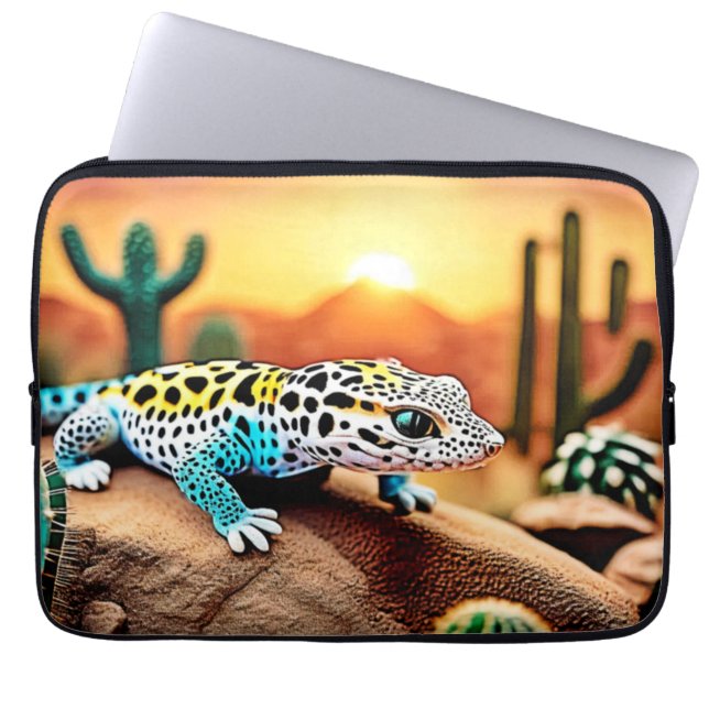Colourful Gecko Rocks Design Laptop Sleeve (Front)