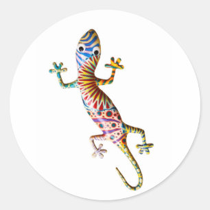 Colourful gekko lizard  classic round sticker