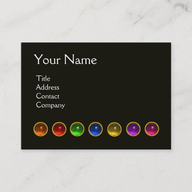 COLOURFUL GEM STONES BLACK WHITE PINK MONOGRAM, BUSINESS CARD (Front)