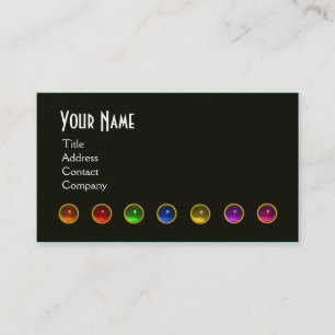 COLOURFUL GEM STONES BLACK WHITE PURPLE MONOGRAM, BUSINESS CARD