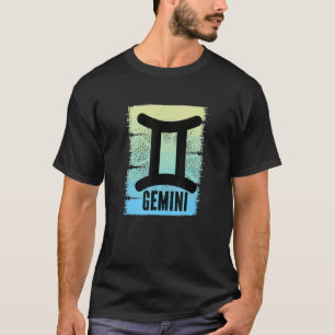 Colourful Gemini Season Birthday Zodiac Retro Vint T-Shirt