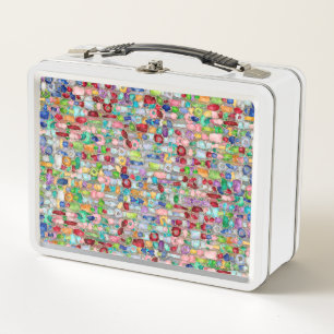 Colourful Gemstone Crystal Cluster Strings Metal Lunch Box