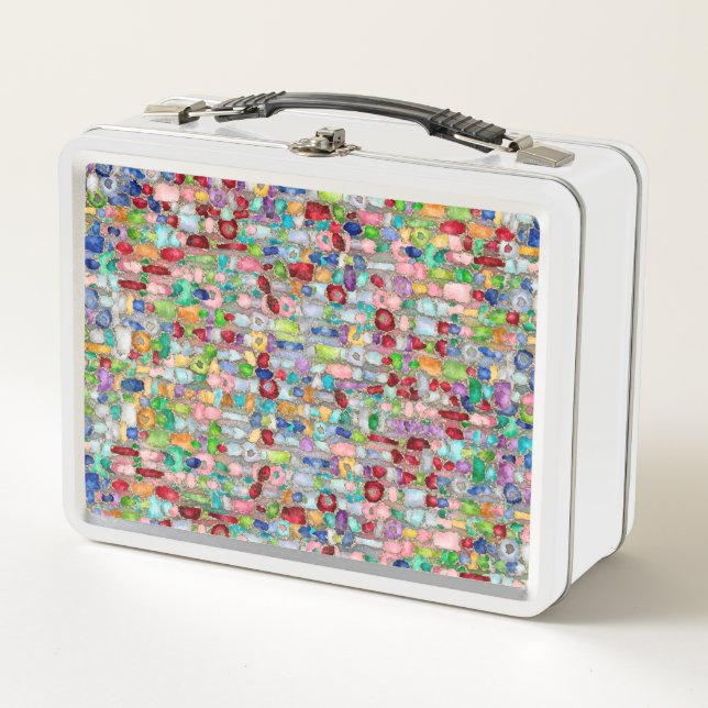 Colourful Gemstone Crystal Cluster Strings Metal Lunch Box (Front)