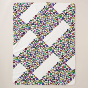 Colourful Gemstone & Diamond Pattern Sherpa Blanket