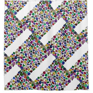 Colourful Gemstone & Diamond Pattern Shower Curtain