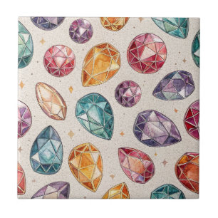 Colourful Gemstone Pattern (1) Ceramic Tile