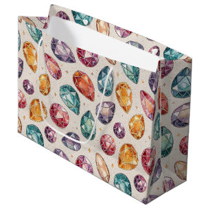 Colourful Gemstone Pattern (1) Large Gift Bag