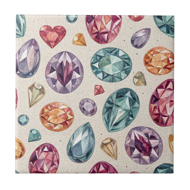 Colourful Gemstone Pattern (2) Ceramic Tile (Front)