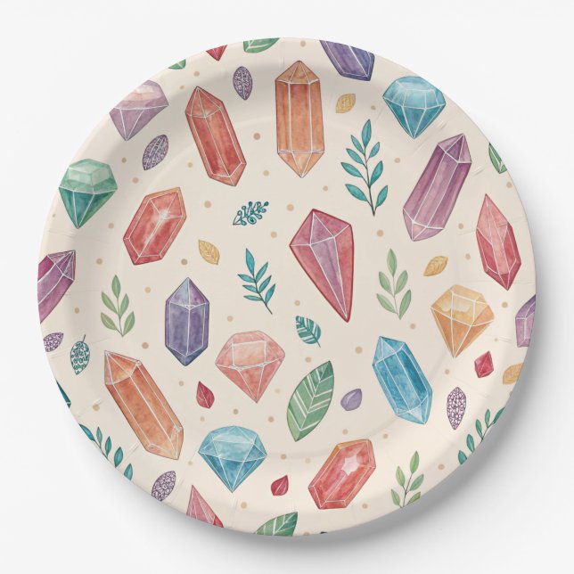 Colourful Gemstone Pattern (2) Paper Plate (Front)