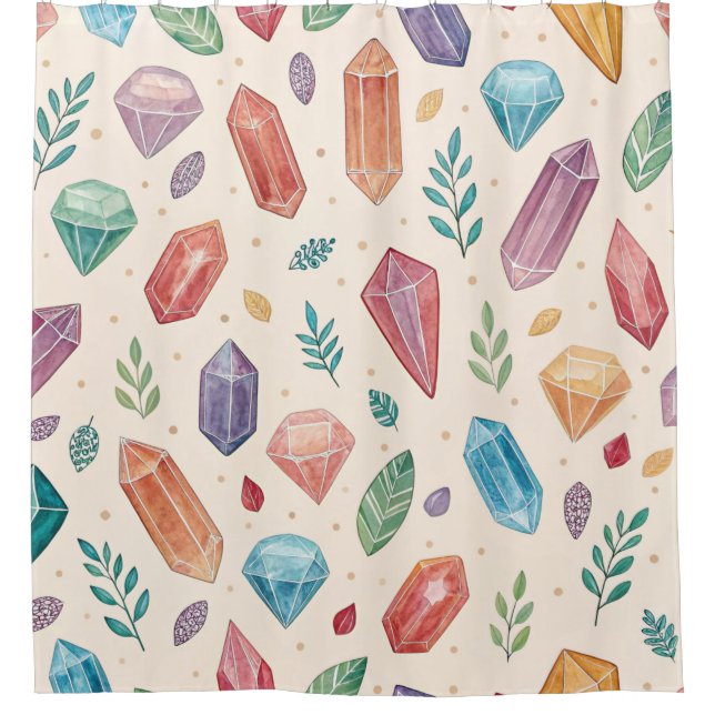 Colourful Gemstone Pattern (2) Shower Curtain (Front)