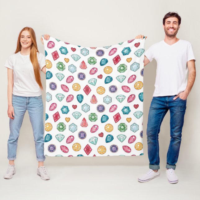 Colourful Gemstone Pattern (3) Fleece Blanket (In Situ)