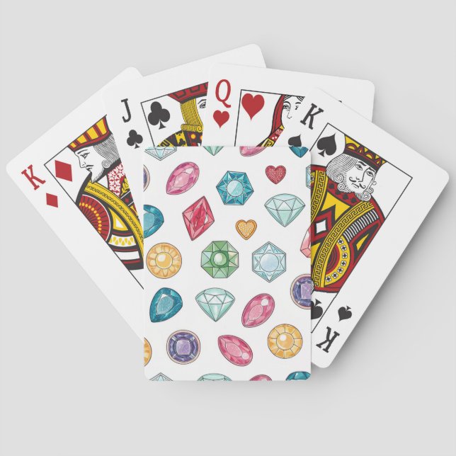 Colourful Gemstone Pattern (3) Playing Cards (Back)