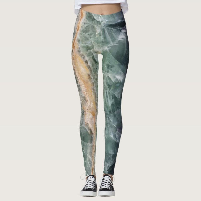 Colourful Gemstone Striped Fluorite Photo Gem Leggings (Front)