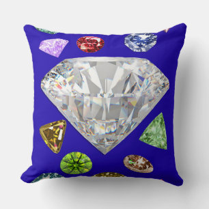 Colourful Gemstones and Big Diamond Graphic Cushion