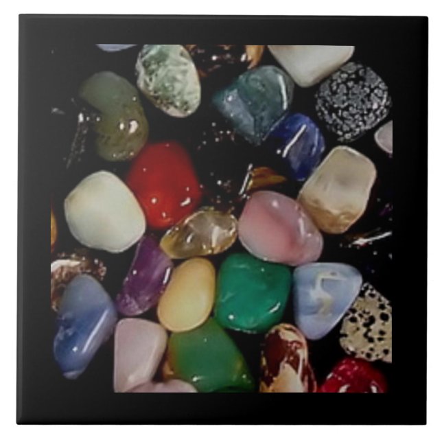 Colourful Gemstones  Ceramic Tile (Front)