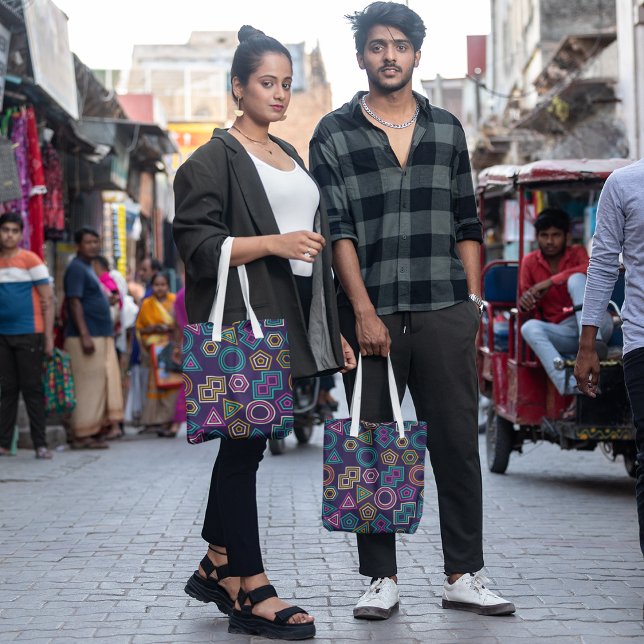 colourful geo linears tote bag (Creator Uploaded)