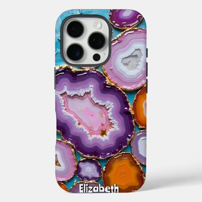 Colourful Geode Mosaic with Gold Accents Case-Mate iPhone Case (Back)