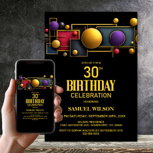 Colourful Geometric 30th Birthday Party Invitation