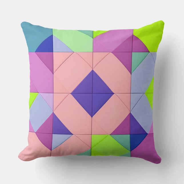 Colourful Geometric Abstract Art Cushion (Front)