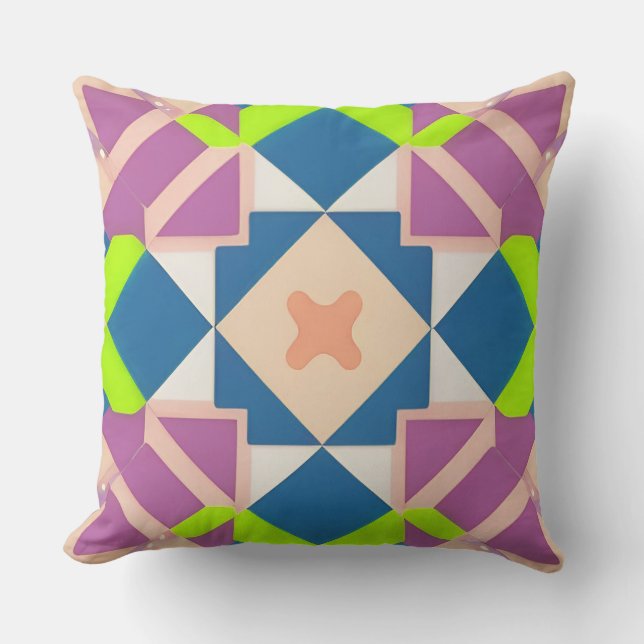Colourful Geometric Abstract Art Cushion (Front)