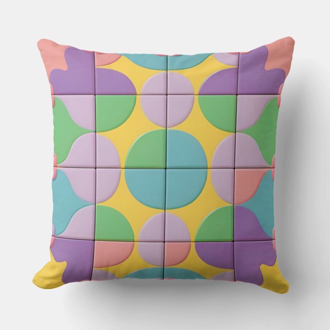 Colourful Geometric Abstract Art Cushion (Front)