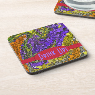 Colourful Geometric Abstract Art Personalised Coaster