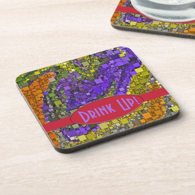 Colourful Geometric Abstract Art Personalised Coaster (Left Side)
