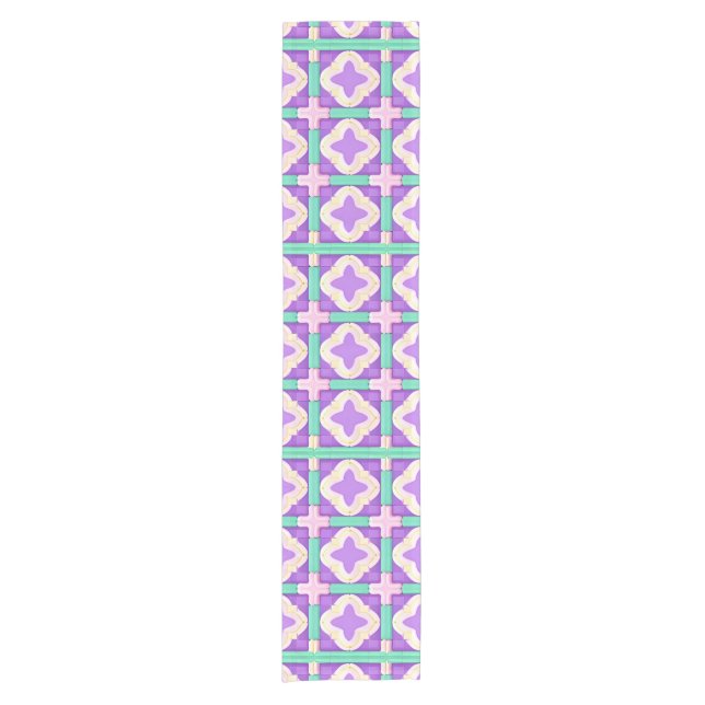 Colourful Geometric Abstract Art Short Table Runner (Front)