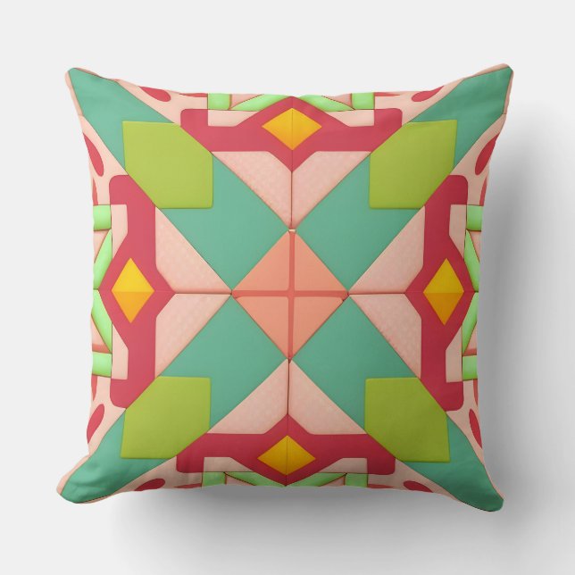 Colourful Geometric Abstract Artwork Cushion (Front)