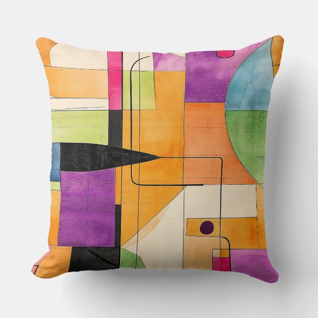 Colourful Geometric Abstract Deisgn Cushion (Front)