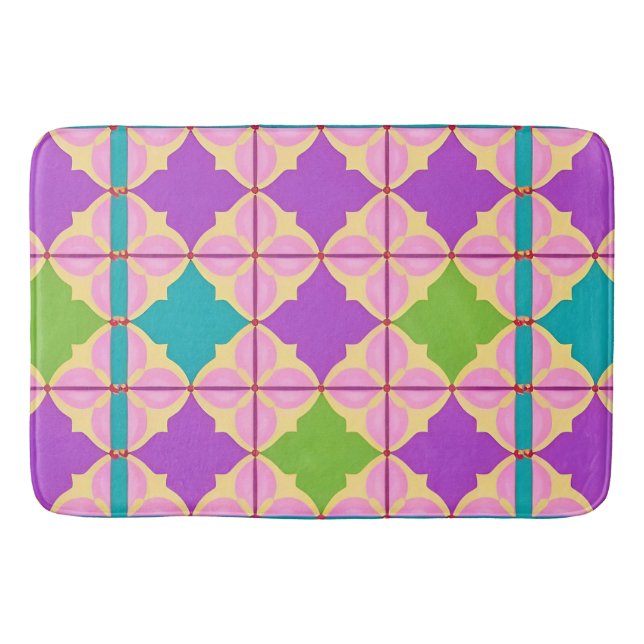 Colourful Geometric Abstract Design Bath Mat (Front)