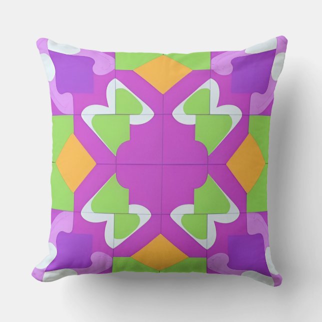 Colourful Geometric Abstract Design Cushion (Front)