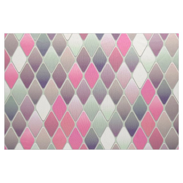 Colourful Geometric Abstract Design, Ivory Linen Fabric (Yard)