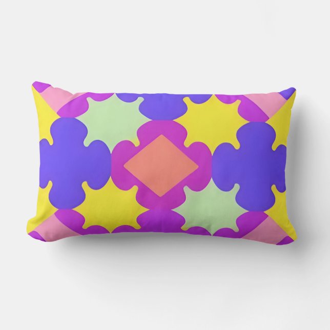 Colourful Geometric Abstract Design Lumbar Cushion (Front)