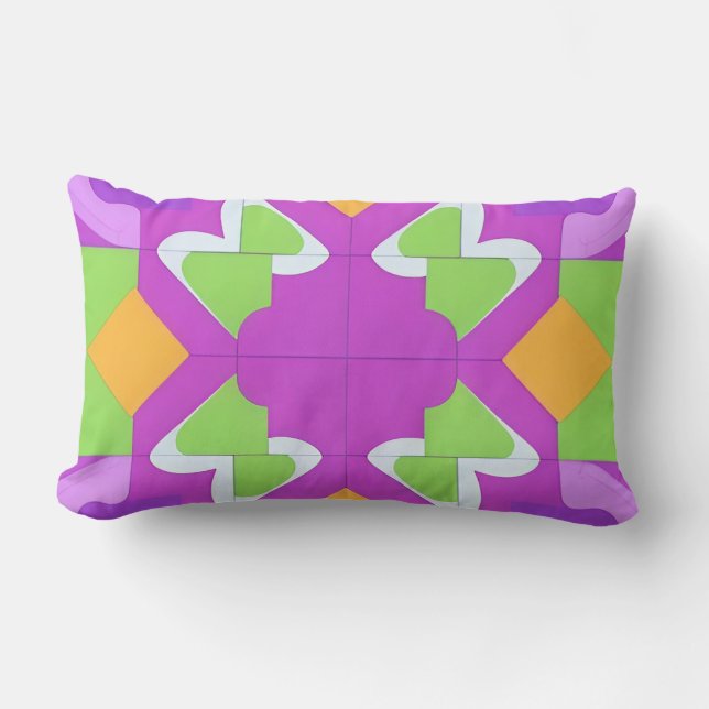 Colourful Geometric Abstract Design Lumbar Cushion (Front)