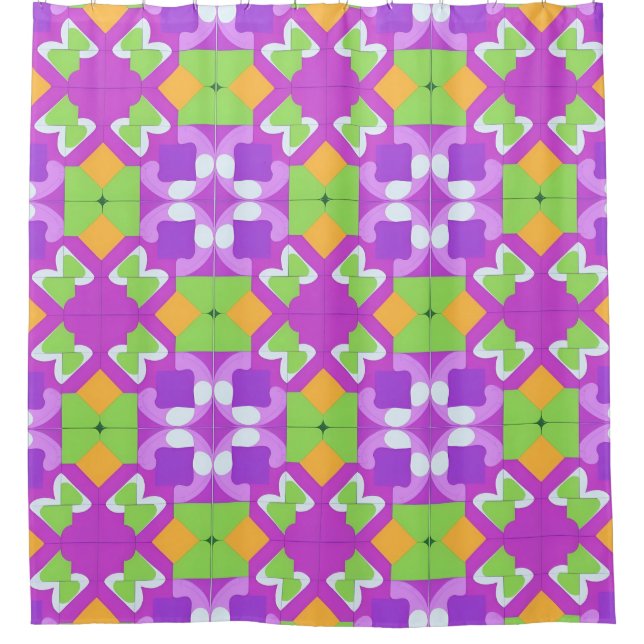 Colourful Geometric Abstract Design Shower Curtain (Front)