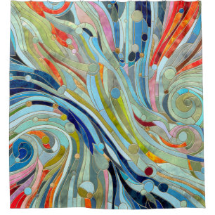 Colourful Geometric Abstract Mosaic Art Shower Curtain